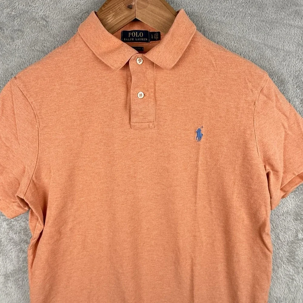 Polo Ralph Lauren Polo Shirt Mens‎ L Classic Fit Orange S/S Preppy Pony Logo